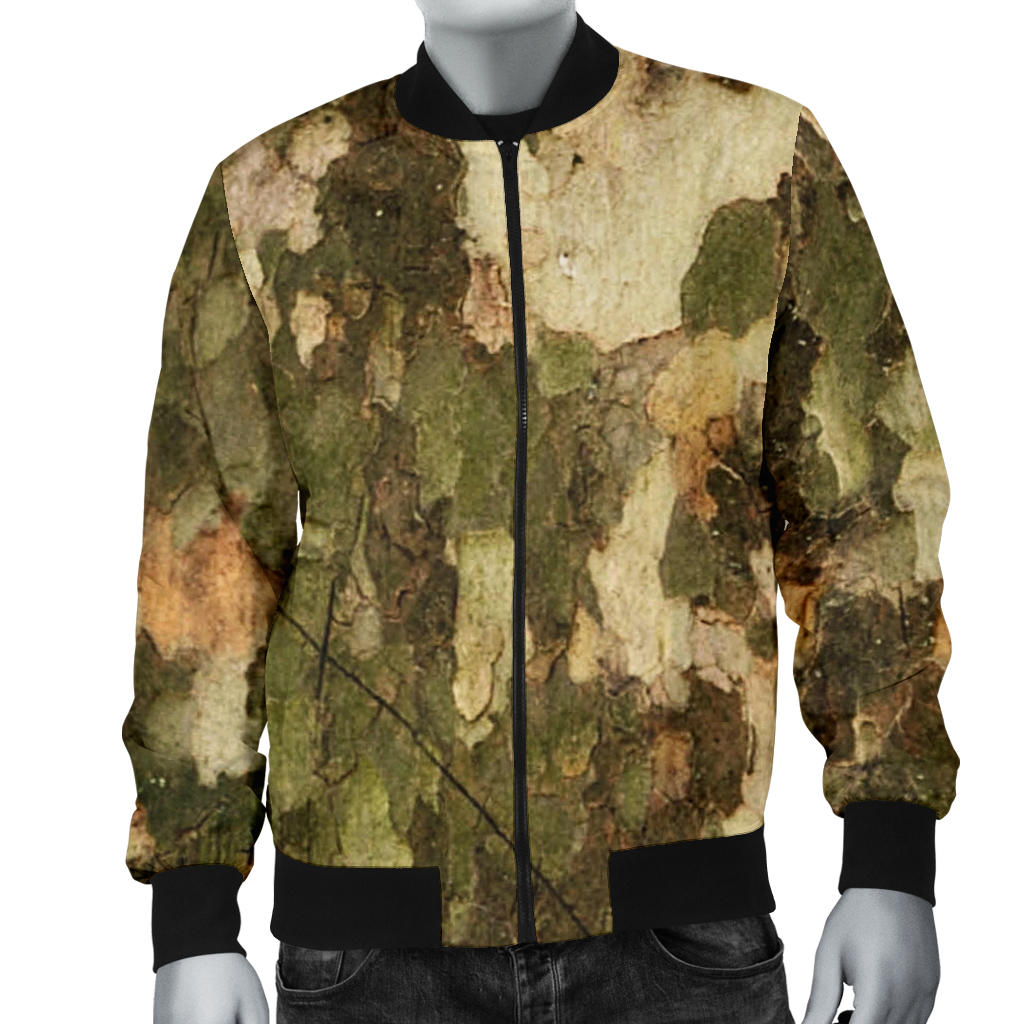 Camo Realistic Tree Texture Print Men Bomber Jacket