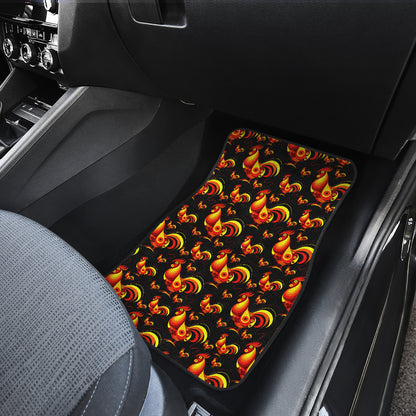 Rooster Print Themed Car Floor Mats Front Back