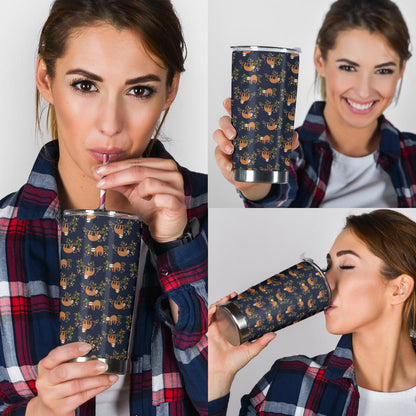Sloth flower Design Themed Print Tumbler