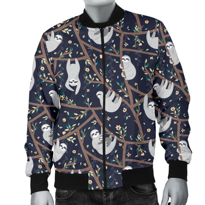 Sloth Happy Design Themed Print Men Bomber Jacket