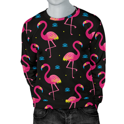 Flamingo Pink Neon Print Pattern Men Long Sleeve Sweatshirt
