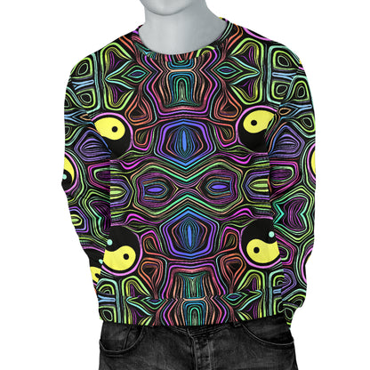 Yin Yang Neon Color Design Print Men Long Sleeve Sweatshirt