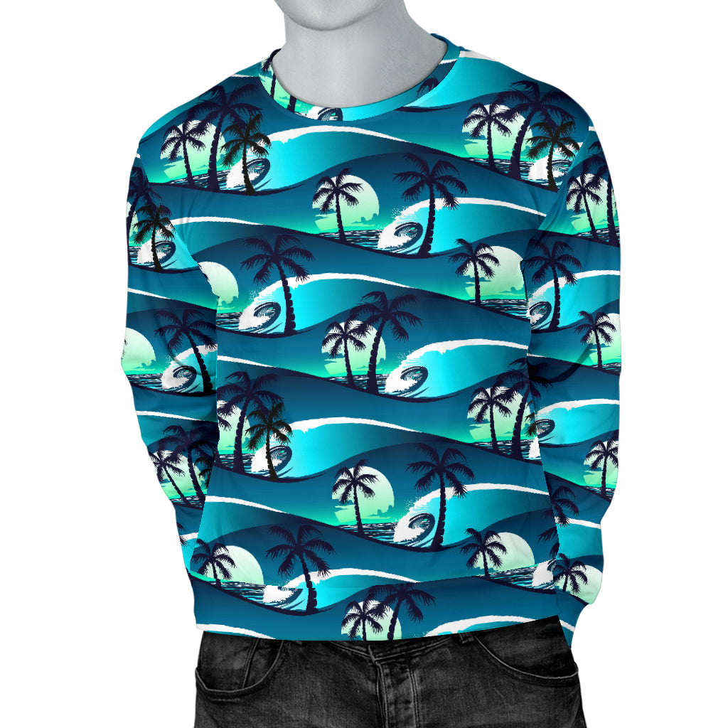 Beach Wave Design Print Men Long Sleeve Sweatshirt