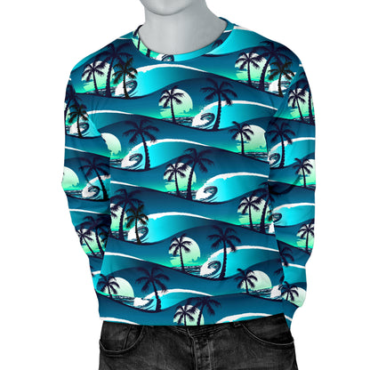 Beach Wave Design Print Men Long Sleeve Sweatshirt