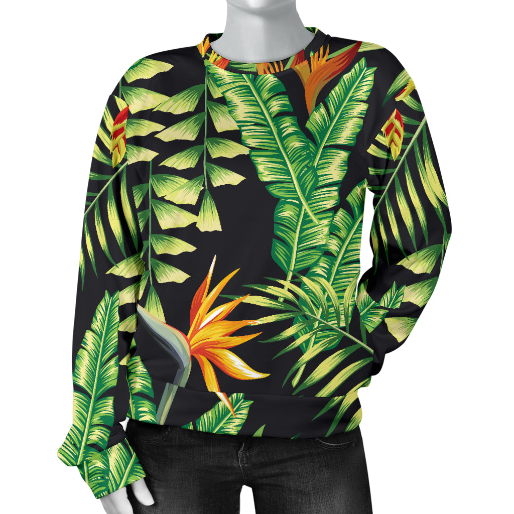 Hawaiian Flower Tropical Palm Leaves Women Long Sleeve Sweatshirt