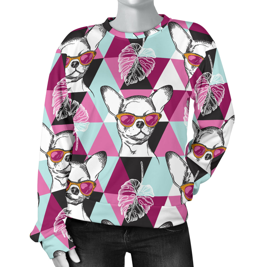 Chihuahua Cute Triangle Pattern Women Long Sleeve Sweatshirt