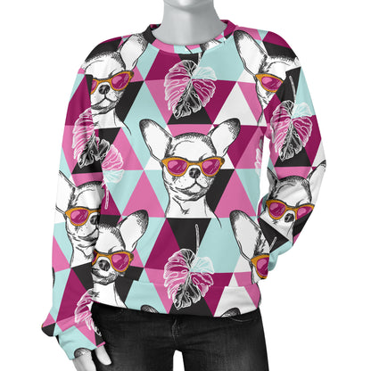 Chihuahua Cute Triangle Pattern Women Long Sleeve Sweatshirt