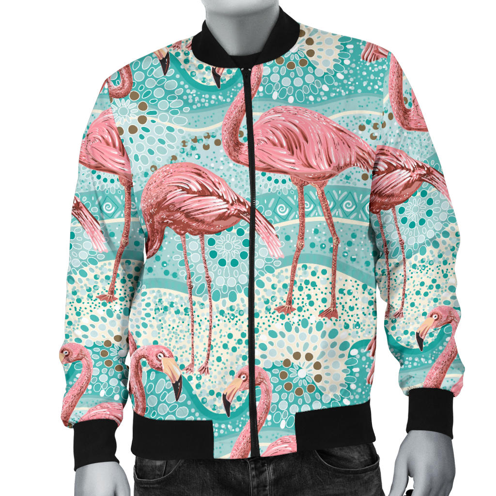 Flamingo Background Themed Print Men Bomber Jacket