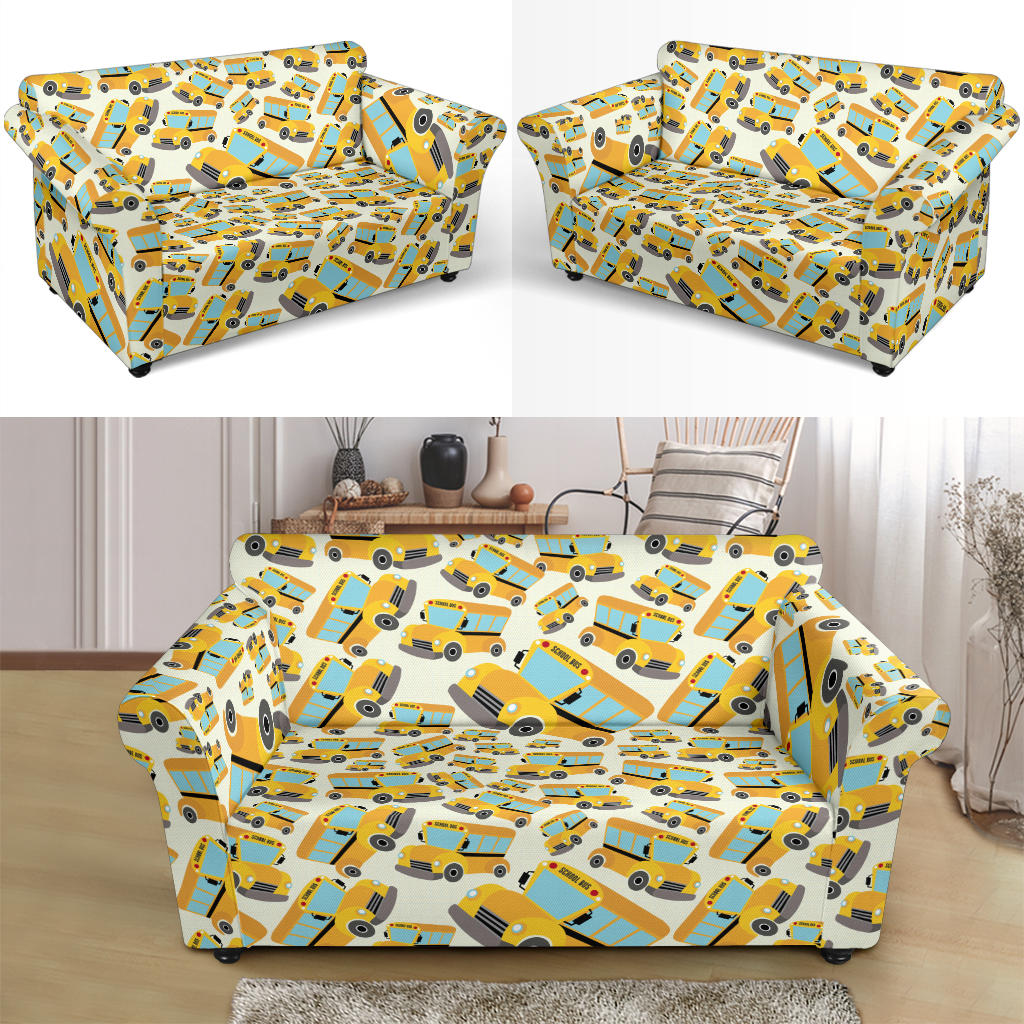 School Bus Print Design LKS301 Loveseat Couch Slipcover