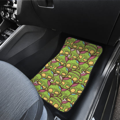 Zombie Head Design Pattern Print Car Floor Mats Front Back