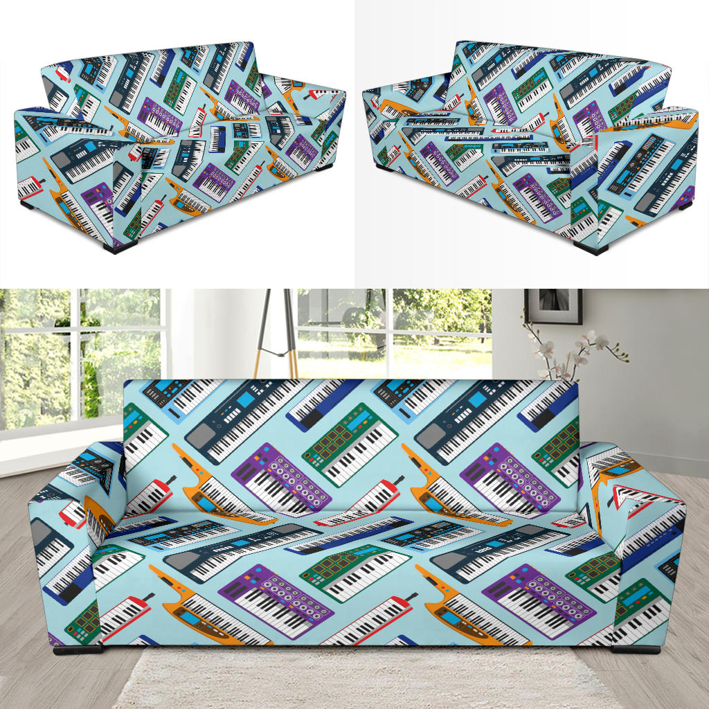 Synthesizer Pattern Print Design 02 Sofa Slipcover