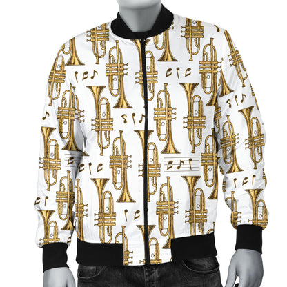 Trumpet with Music Note Print Men Bomber Jacket