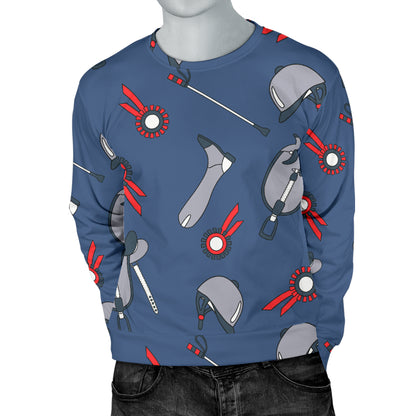Equestrian Equipment Background Men Long Sleeve Sweatshirt