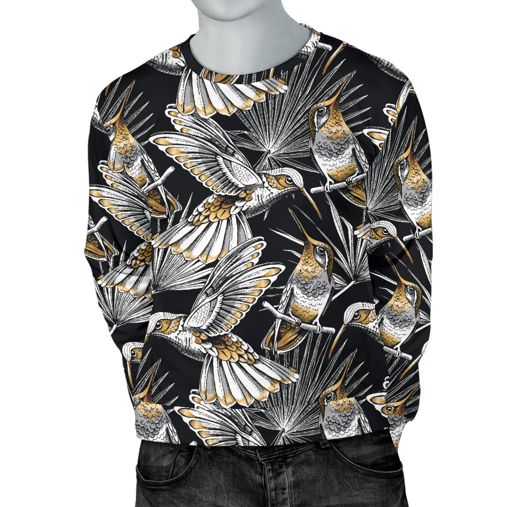 Hummingbird Gold Design Themed Print Men Long Sleeve Sweatshirt