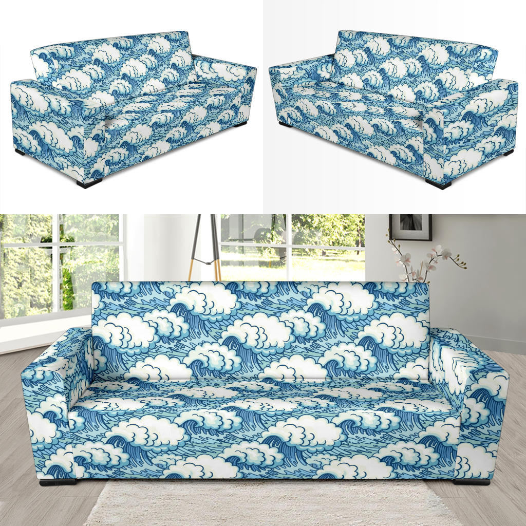 Wave Japan Style Print Design LKS304 Sofa Slipcover