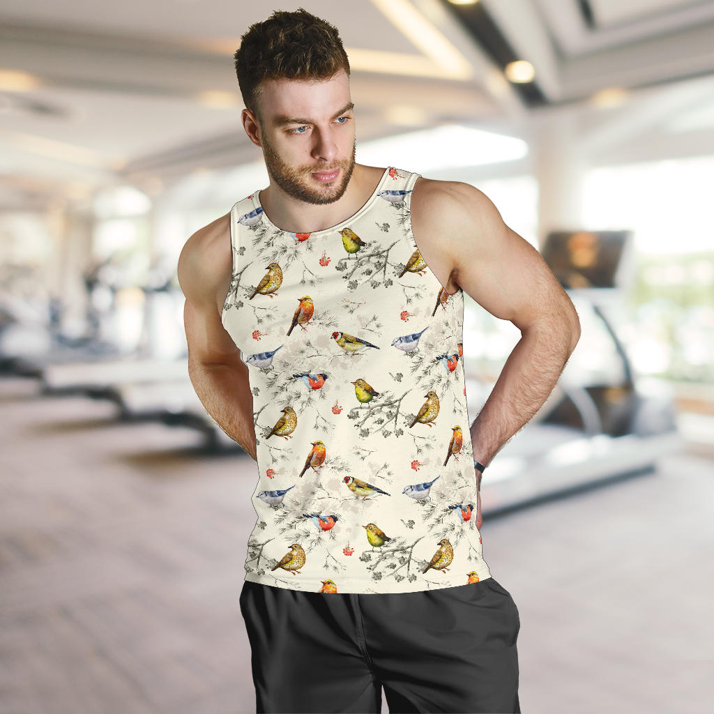Bird Watercolor Design Pattern Men Tank Top