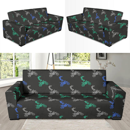 Motocross Pattern Print Design 02 Sofa Slipcover