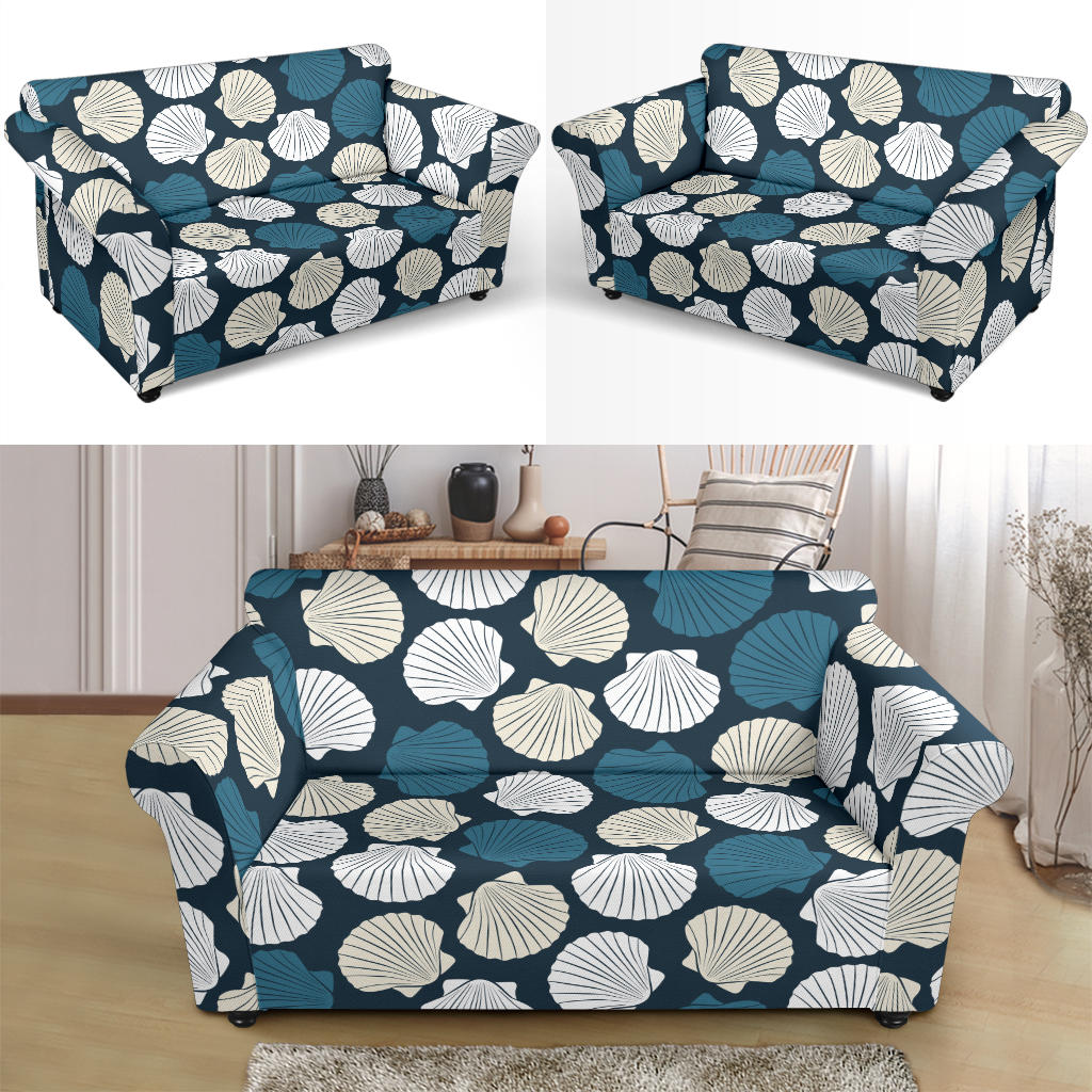 Seashell Print Design LKS3013 Loveseat Couch Slipcover