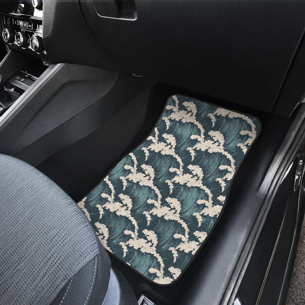 Wave Art Print Car Floor Mats Front Back