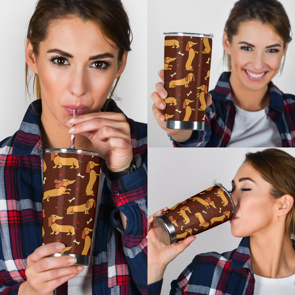 Dachshund Happy Print Pattern Tumbler
