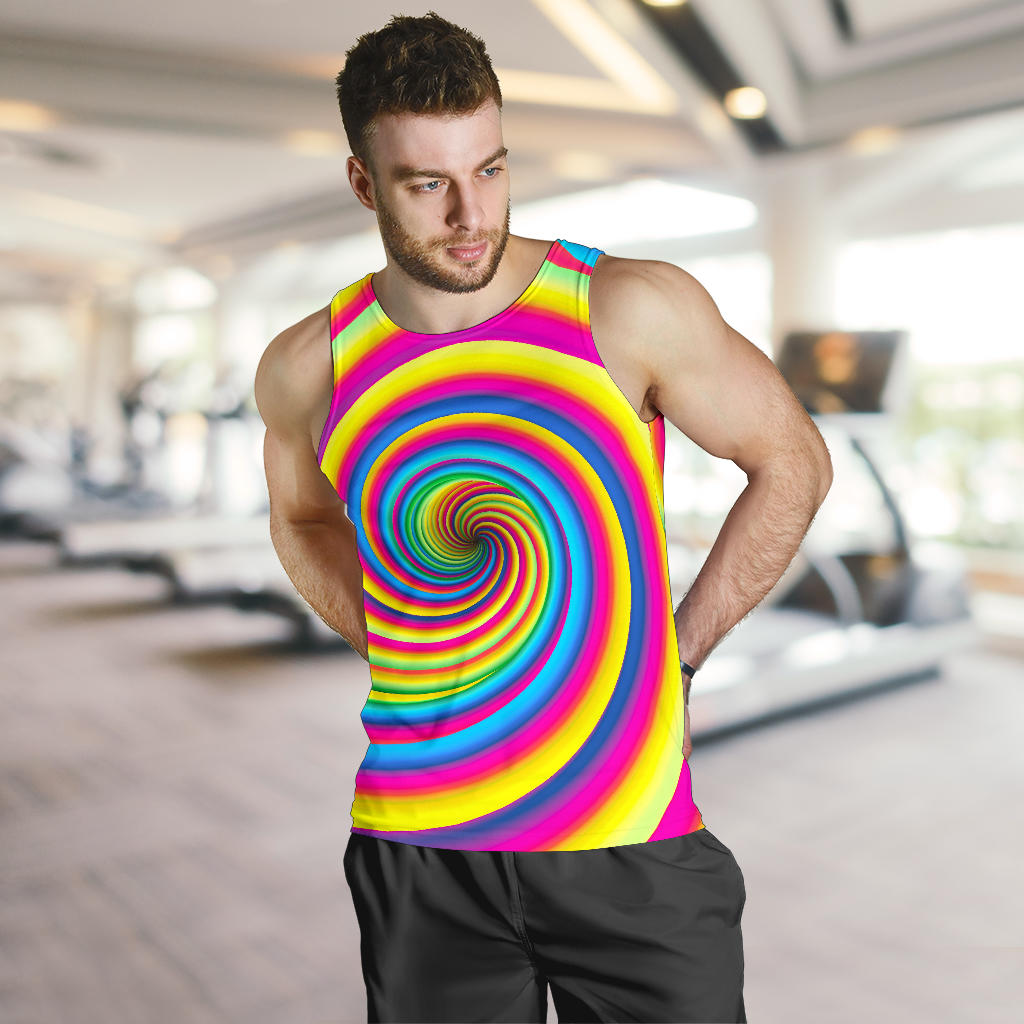 Vortex Twist Swirl Rainbow Design Men Tank Top