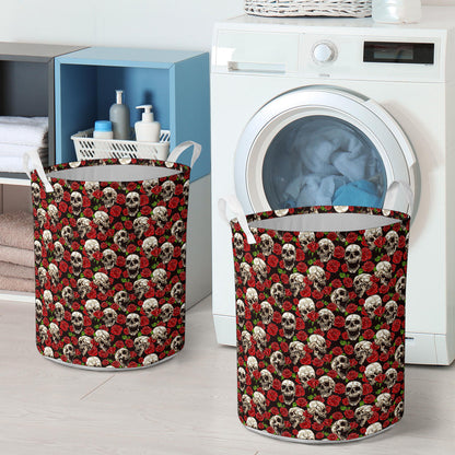Skull Roses Design Themed Print Laundry Basket