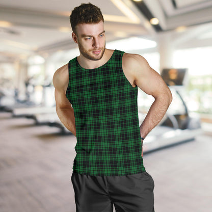 Green Tartan Plaid Pattern Men Tank Top