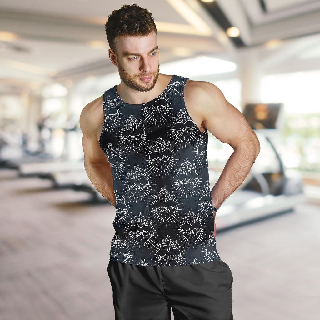 Christian Heart Tattoo Style Men Tank Top