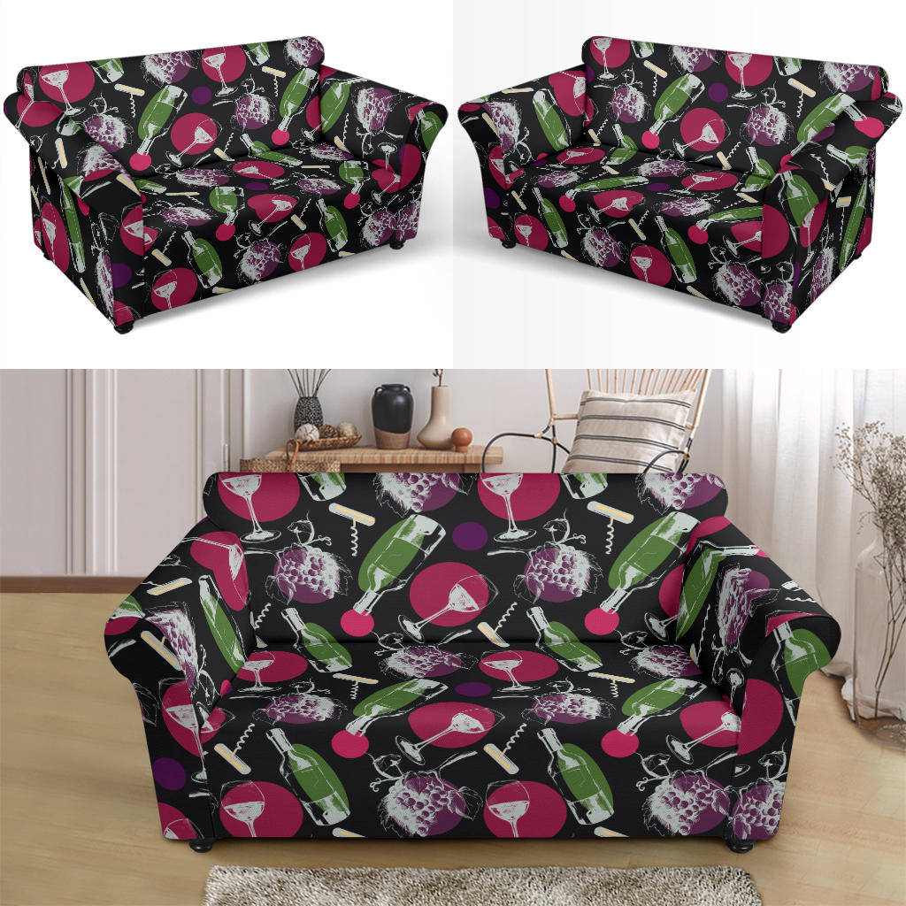 Wine Print Design LKS307 Loveseat Couch Slipcover