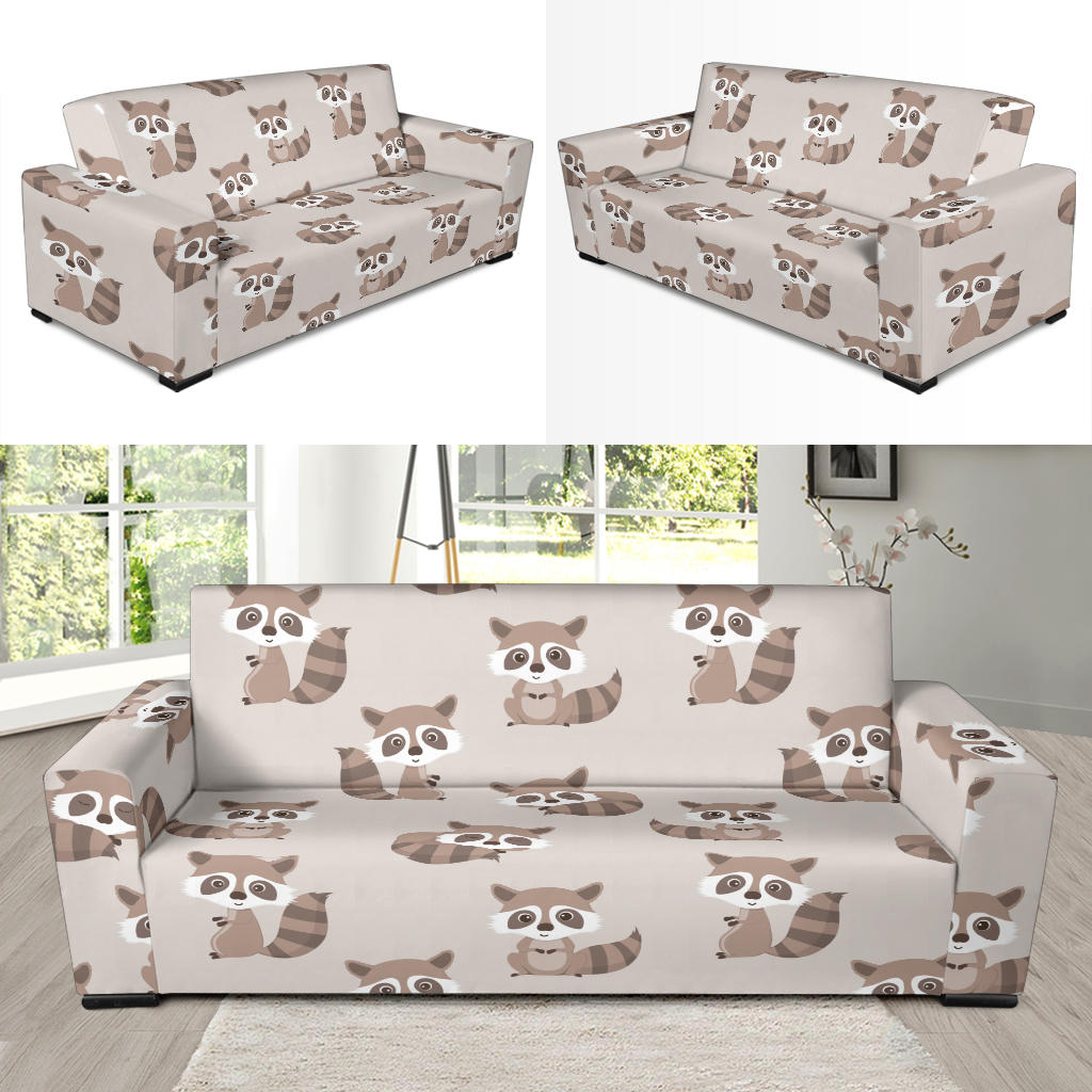 Raccoon Pattern Print Design A05 Sofa Slipcover