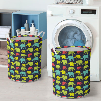 Elephant Neon Color Print Pattern Laundry Basket