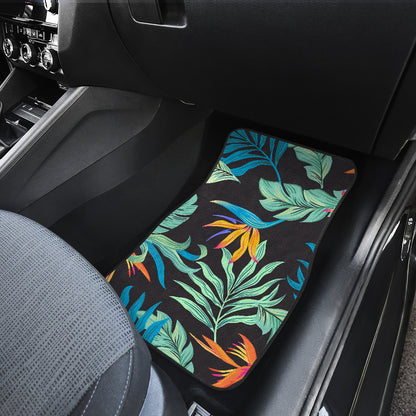 Tropical Palm Leaves Hawaiian Flower Car Floor Mats Front Back