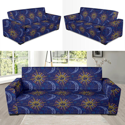 Celestial Moon Sun Pattern Print Design 01 Sofa Slipcover