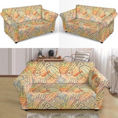 Travel Stamp Print Design LKS302 Loveseat Couch Slipcover