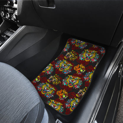 Tattoo Tiger Colorful Design Car Floor Mats Front Back
