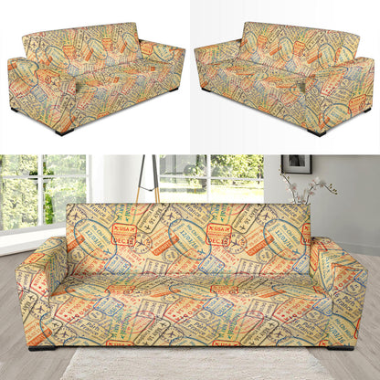 Travel Stamp Print Design LKS302 Sofa Slipcover