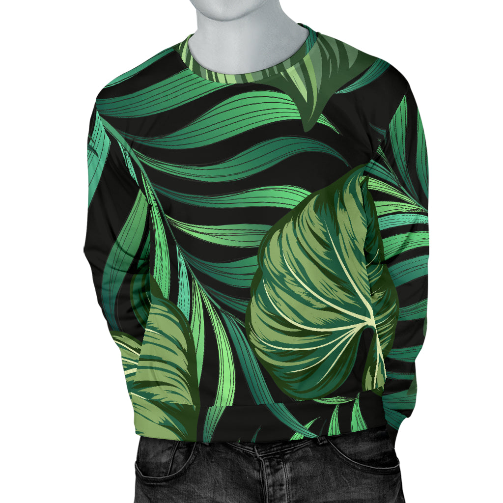 Green Fresh Tropical Palm Leaves Men Long Sleeve Sweatshirt