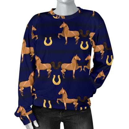 Horse Luxury Themed Pattern Print Women Long Sleeve Sweatshirt