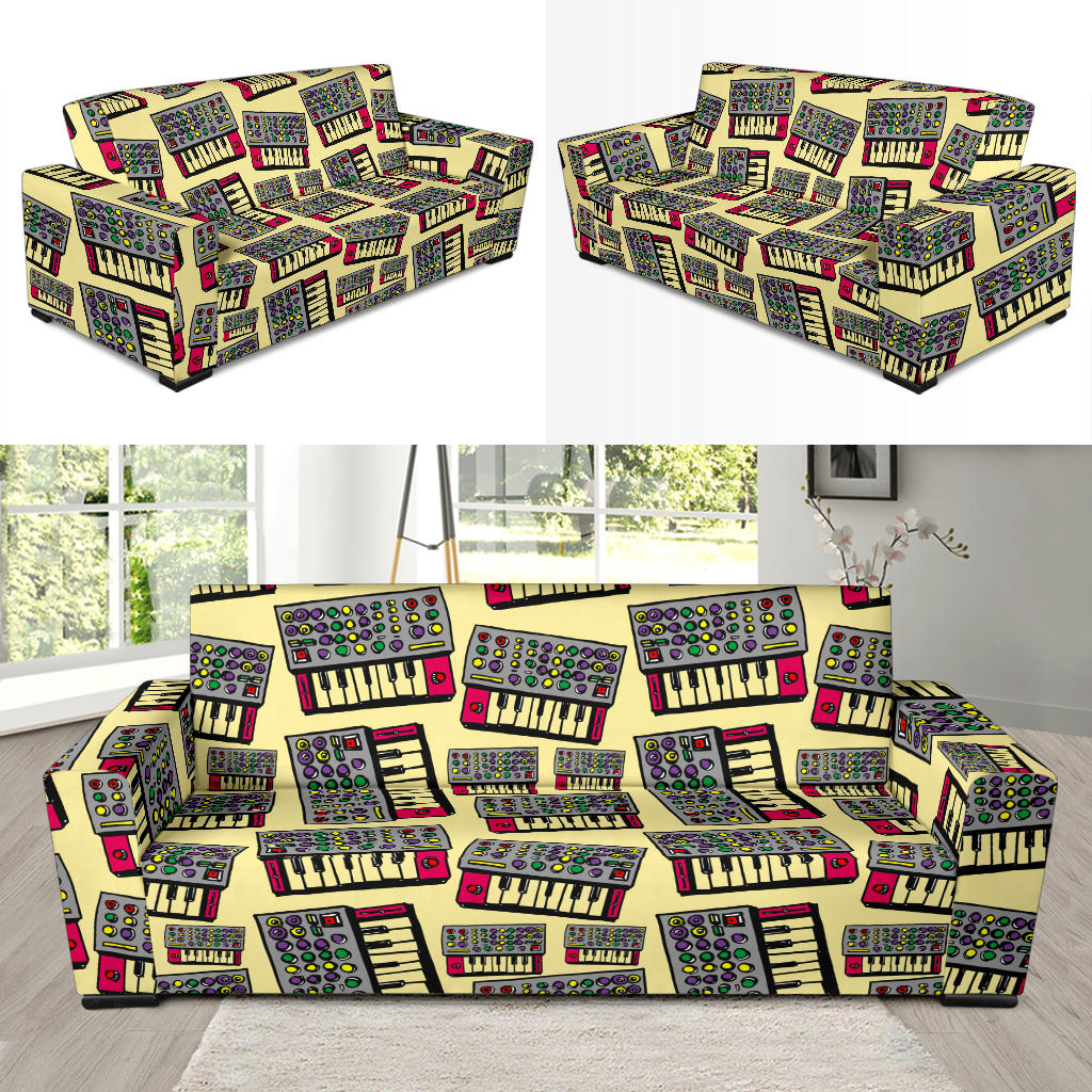 Synthesizer Pattern Print Design 01 Sofa Slipcover