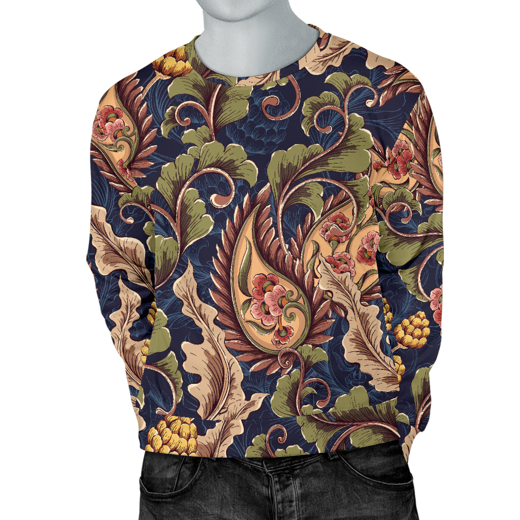 Floral Vintage Classic Print Men Long Sleeve Sweatshirt