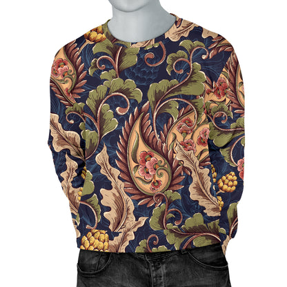 Floral Vintage Classic Print Men Long Sleeve Sweatshirt