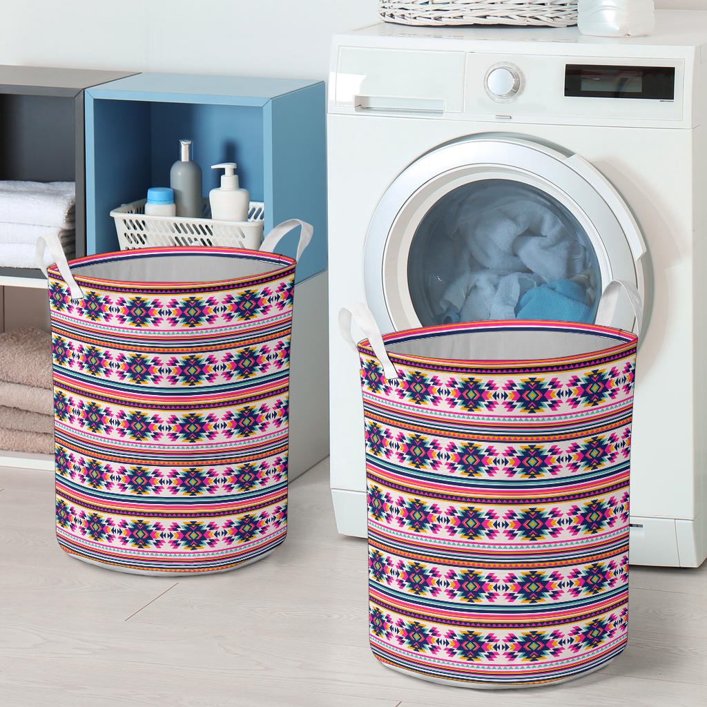 Indian Navajo Neon Themed Design Print Laundry Basket