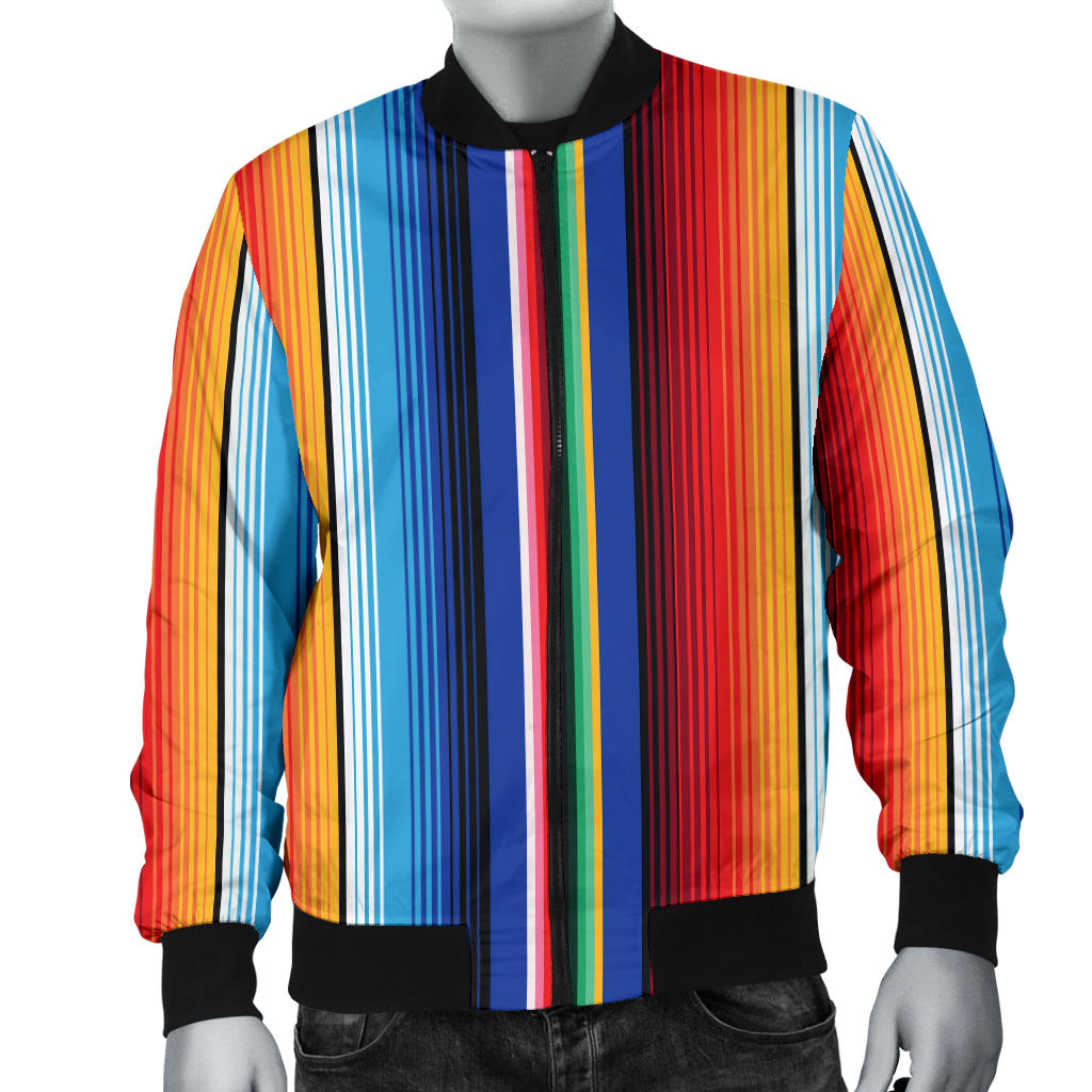 Mexican Blanket Stripe Print Pattern Men Bomber Jacket