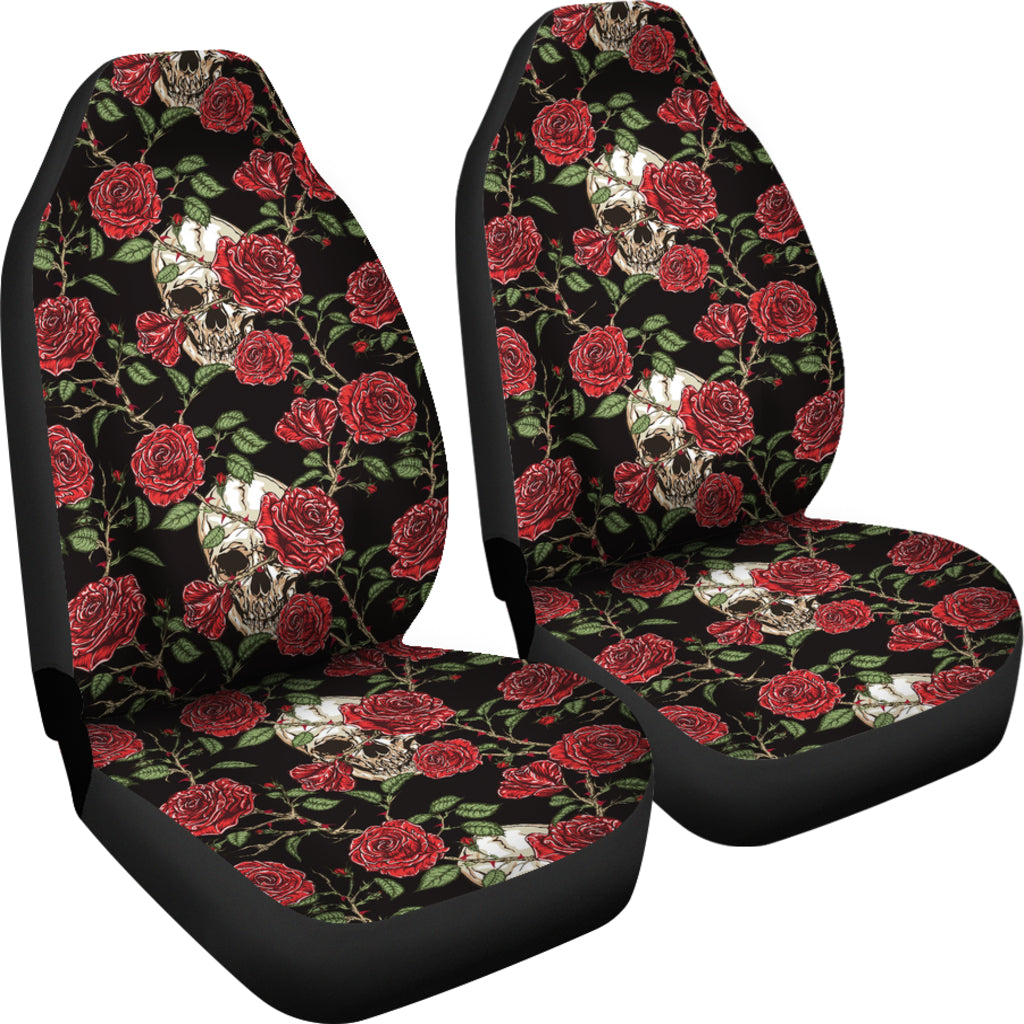 Skull And Roses Print Design LKS303 Car Seat Covers
