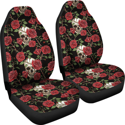 Skull And Roses Print Design LKS303 Car Seat Covers