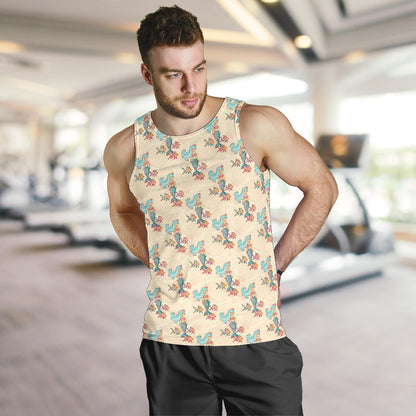 Mermaid Girl With Fish Design Print Men Tank Top
