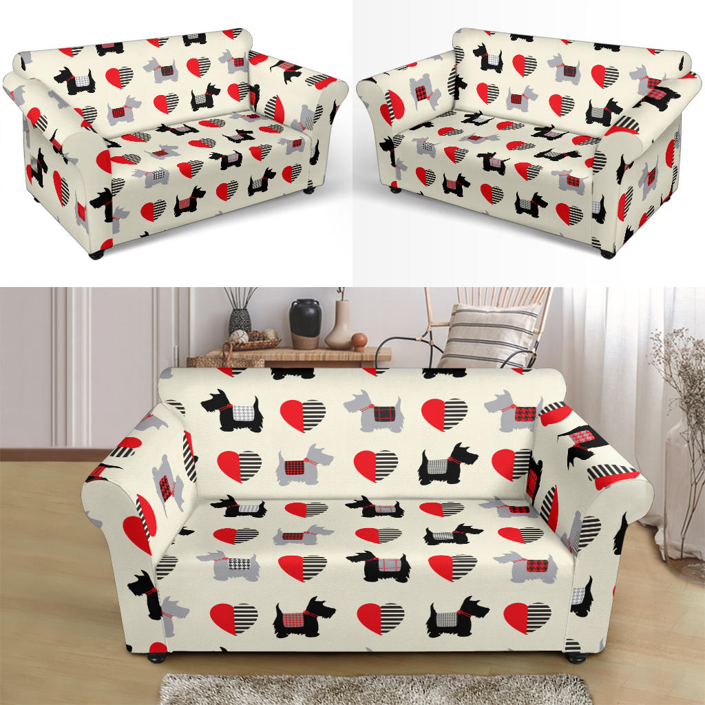 Scottish Terriers Print Design LKS3010 Loveseat Couch Slipcover