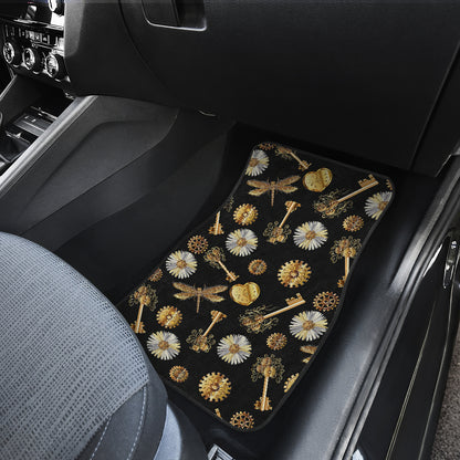 Steampunk Dragonfly Design Themed Print Car Floor Mats Front Back