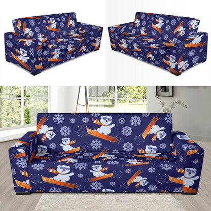 Snowboard Bear Print Design LKS305 Sofa Slipcover