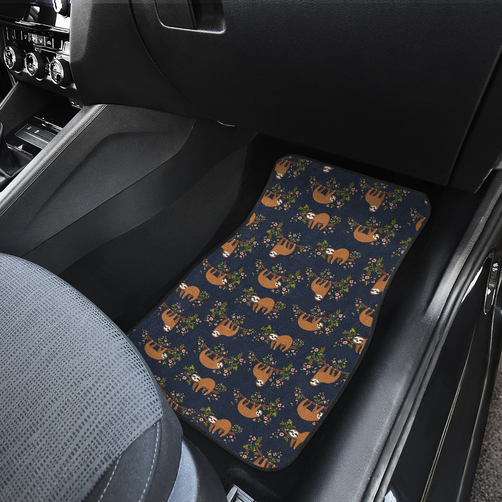 Sloth flower Design Themed Print Car Floor Mats Front Back